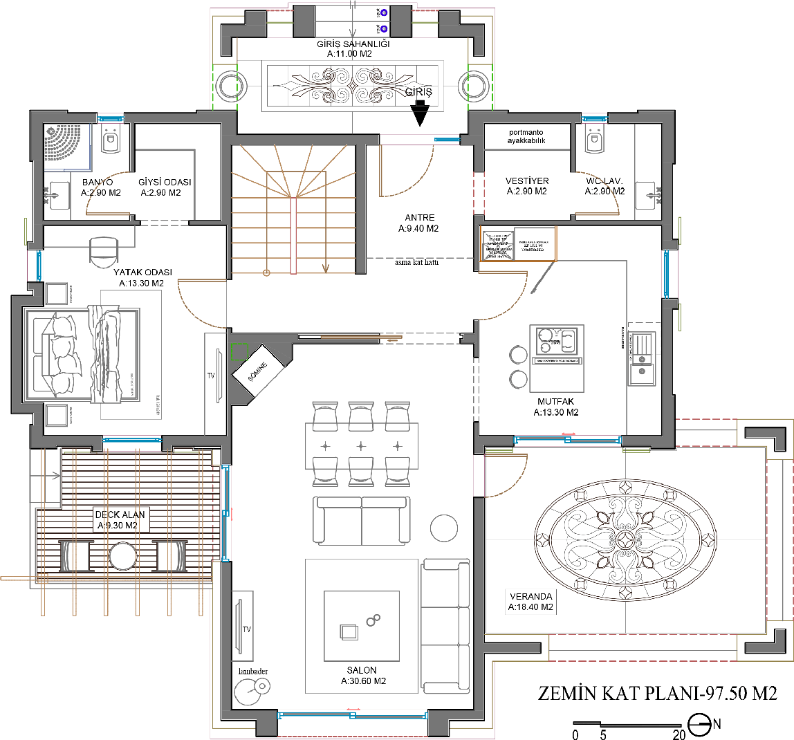 TİP A ZEMİN KAT PLANI