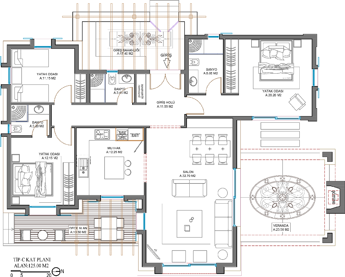 TİP C ZEMİN KAT PLANI